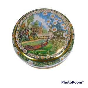 Vtg Woods of Windsor England Chamomile Scent Soap Decorative Tin Peacock Garden
